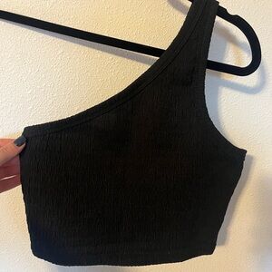 American Eagle Black One-Shoulder Crop Top